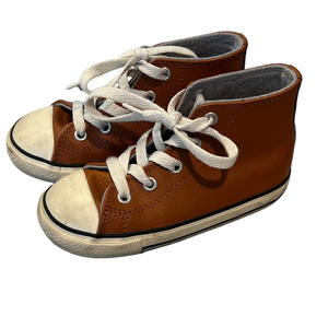 Converse Kids Leather Sneakers - Burnt Orange and White
